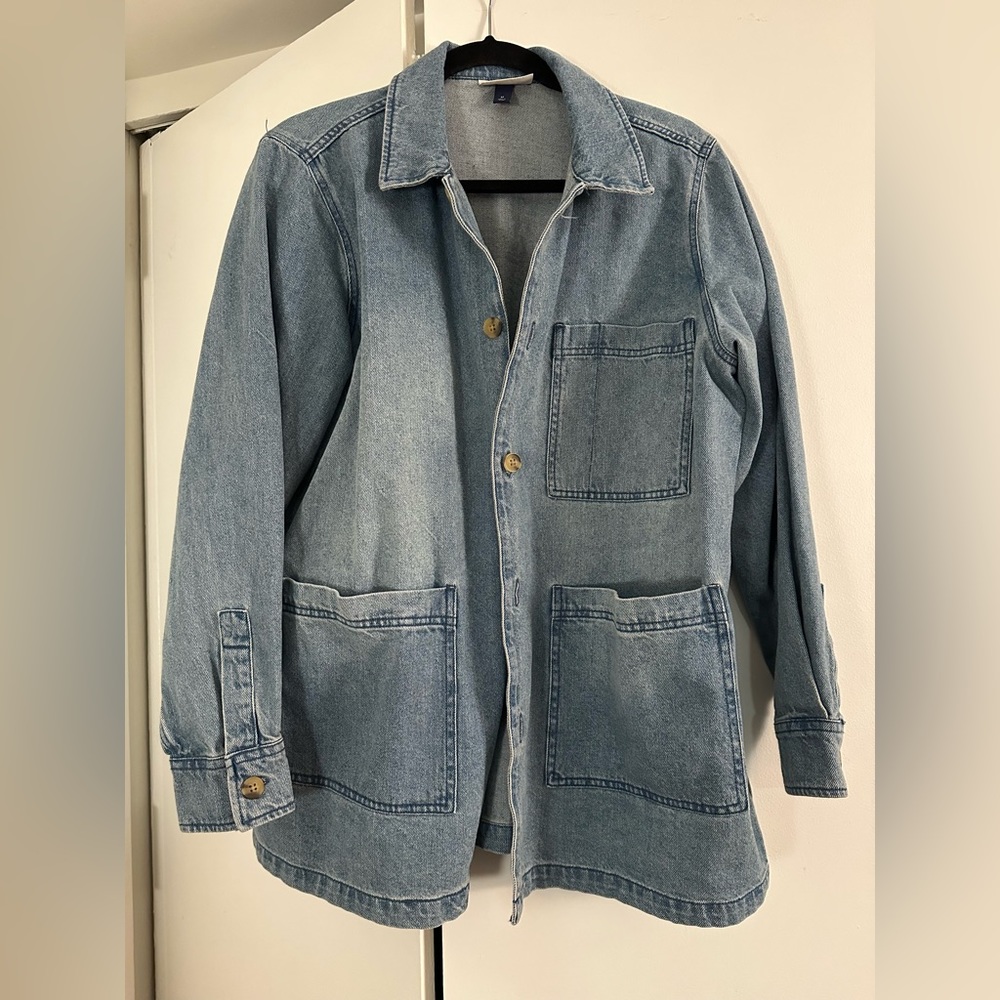 Denim utility blazer jacket